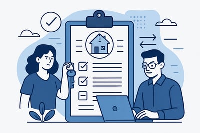 Illustration representing real estate transaction coordination and paperwork management